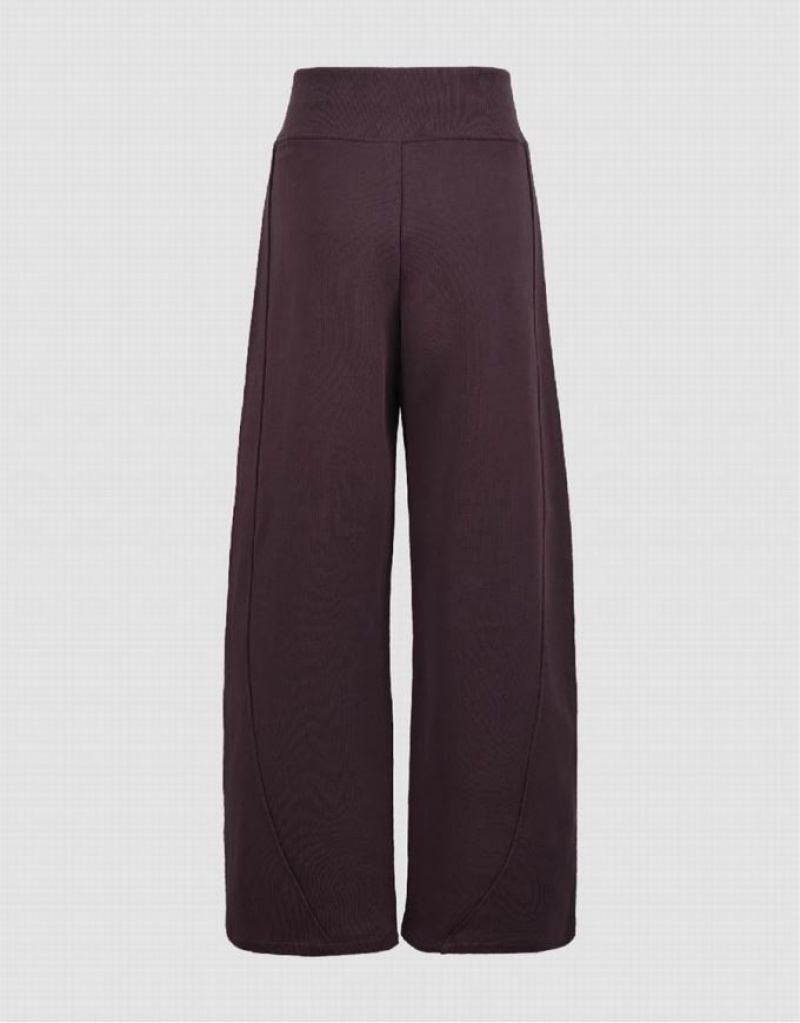 Urban Revivo Knitted Wide-Leg Women's Pants Purple | GQOHYEK-78