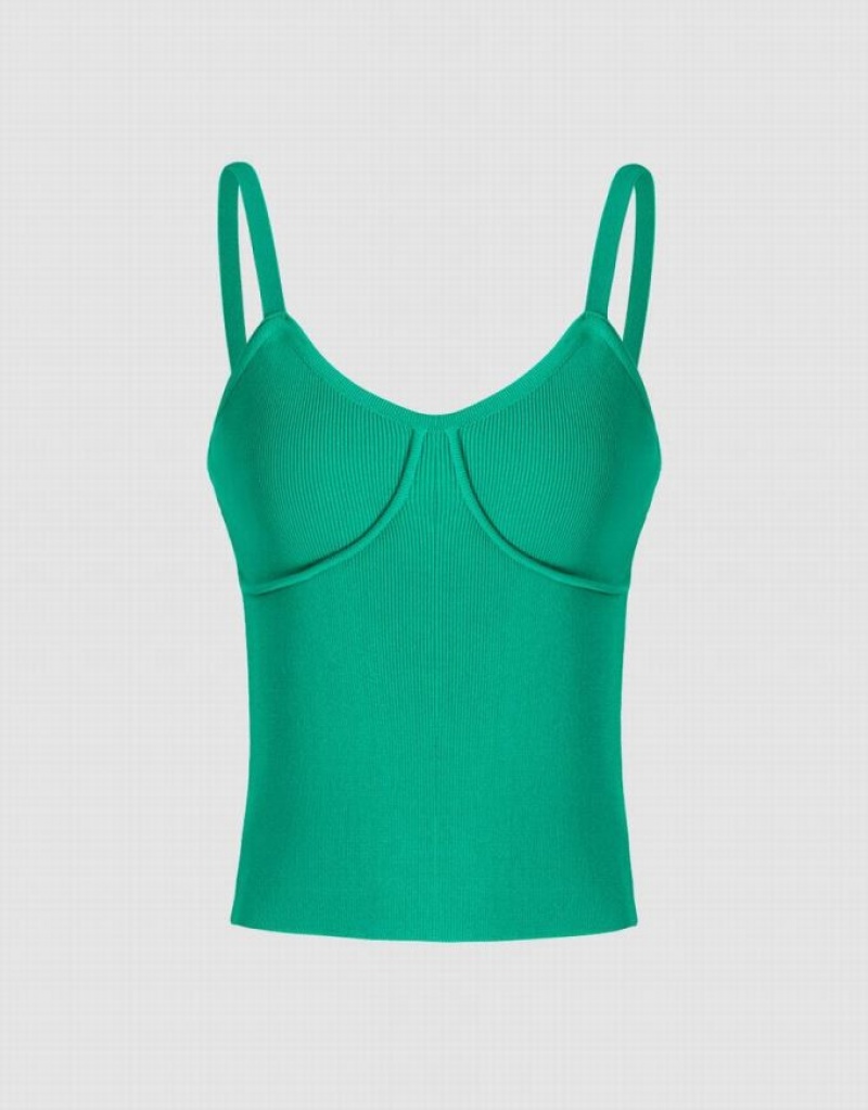 Urban Revivo Knitted Women\'s Camisole Green | VUEBIOC-21