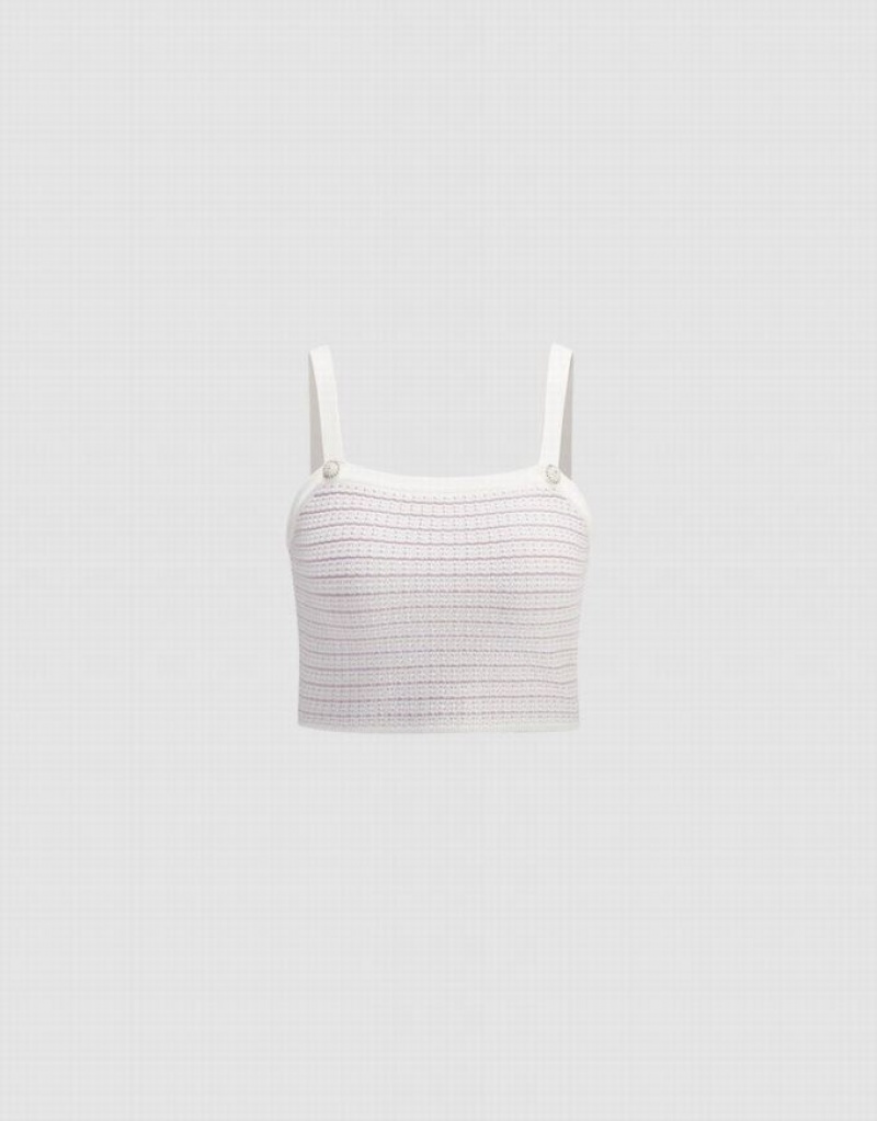 Urban Revivo Knitted Women\'s Camisole White | LAOUKDZ-65