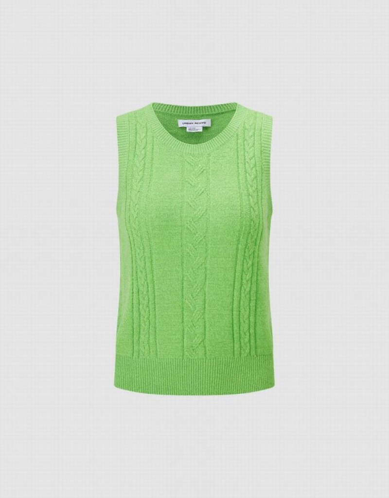 Urban Revivo Knitted Women's Tank Top Green | ZURSKFH-45