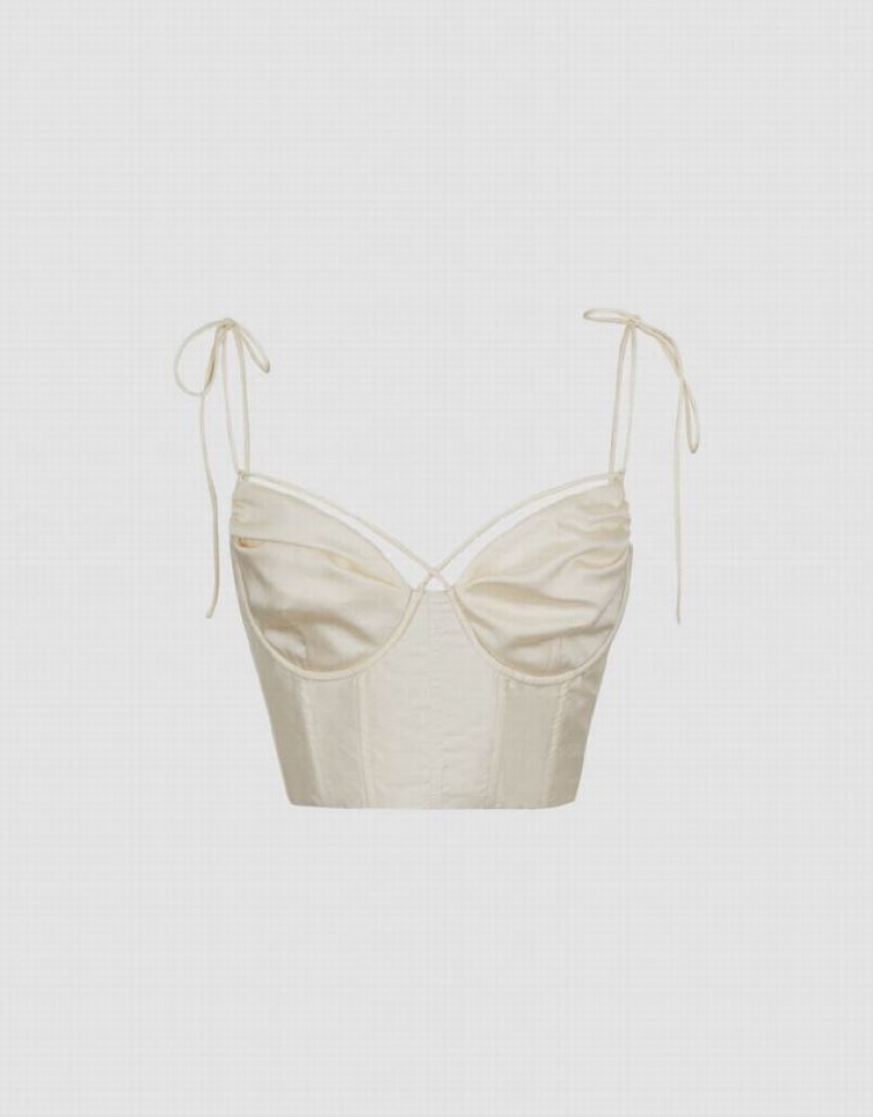 Urban Revivo Knot Straps Women's Camisole Cream | IJHSPKA-05