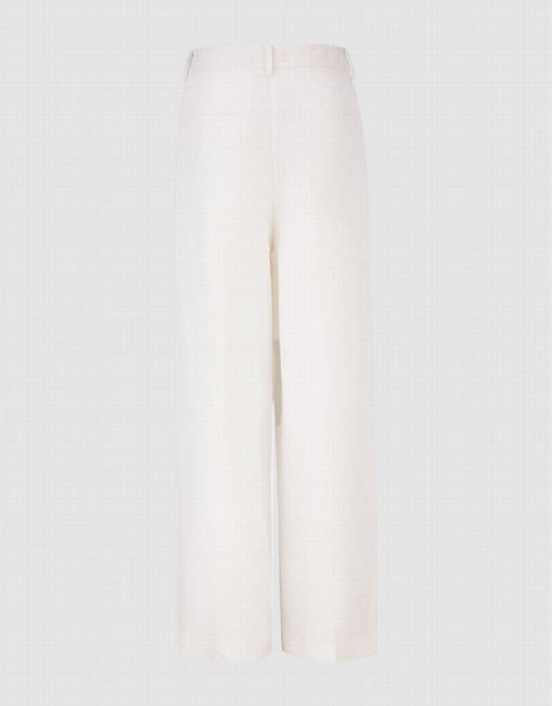 Urban Revivo Linen Wide-Leg Women's Pants White | KZTXAIL-73