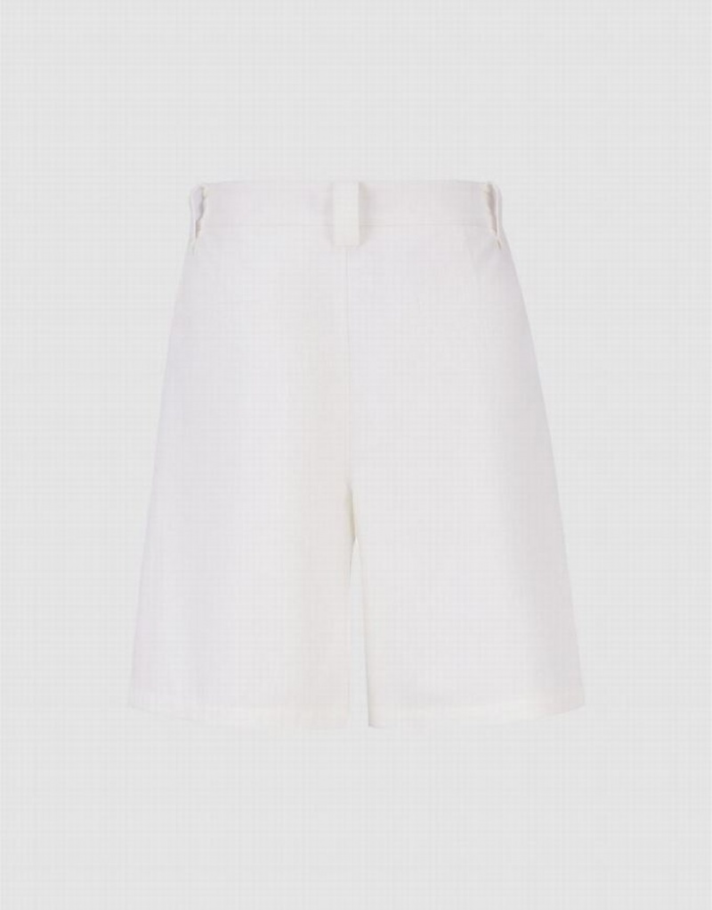 Urban Revivo Linen Women's Shorts White | PSHWYAK-93