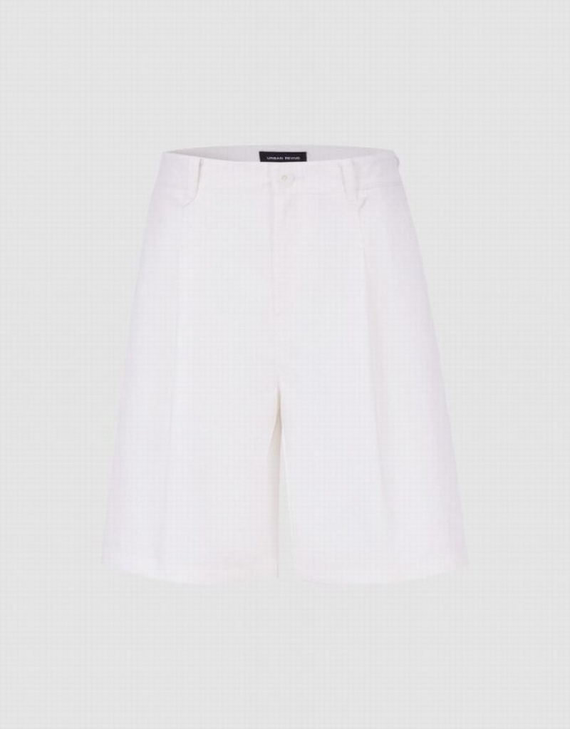 Urban Revivo Linen Women\'s Shorts White | PSHWYAK-93