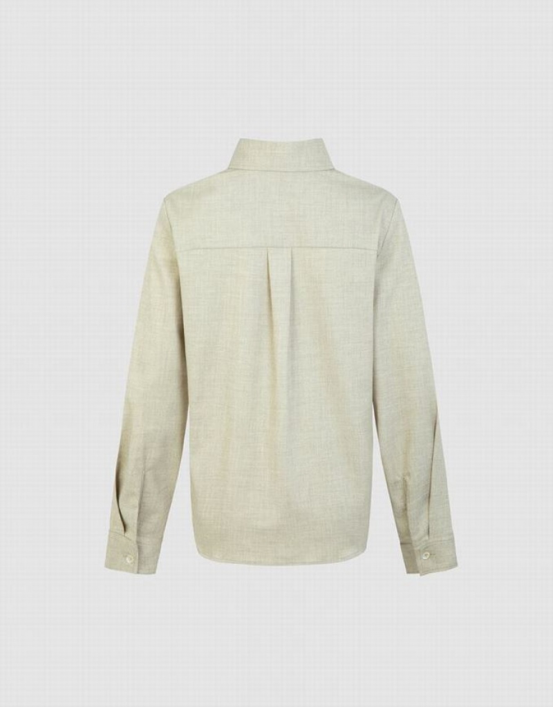 Urban Revivo Loose Long Sleeve Women's Shirts Khaki | ETUVCAF-59