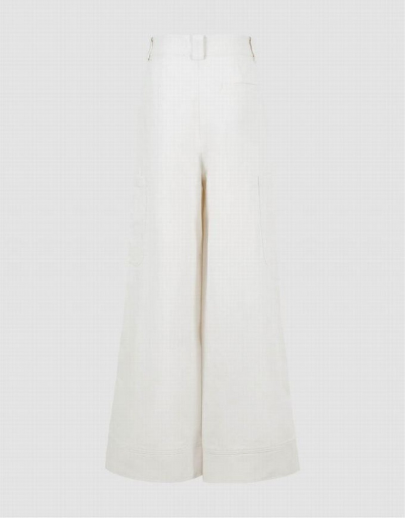 Urban Revivo Loose Straight Women's Pants White | XVNTMWE-34