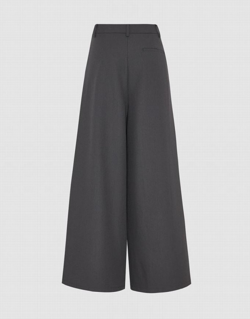 Urban Revivo Loose Wide-Leg Women's Pants Grey | UMKBZLS-30