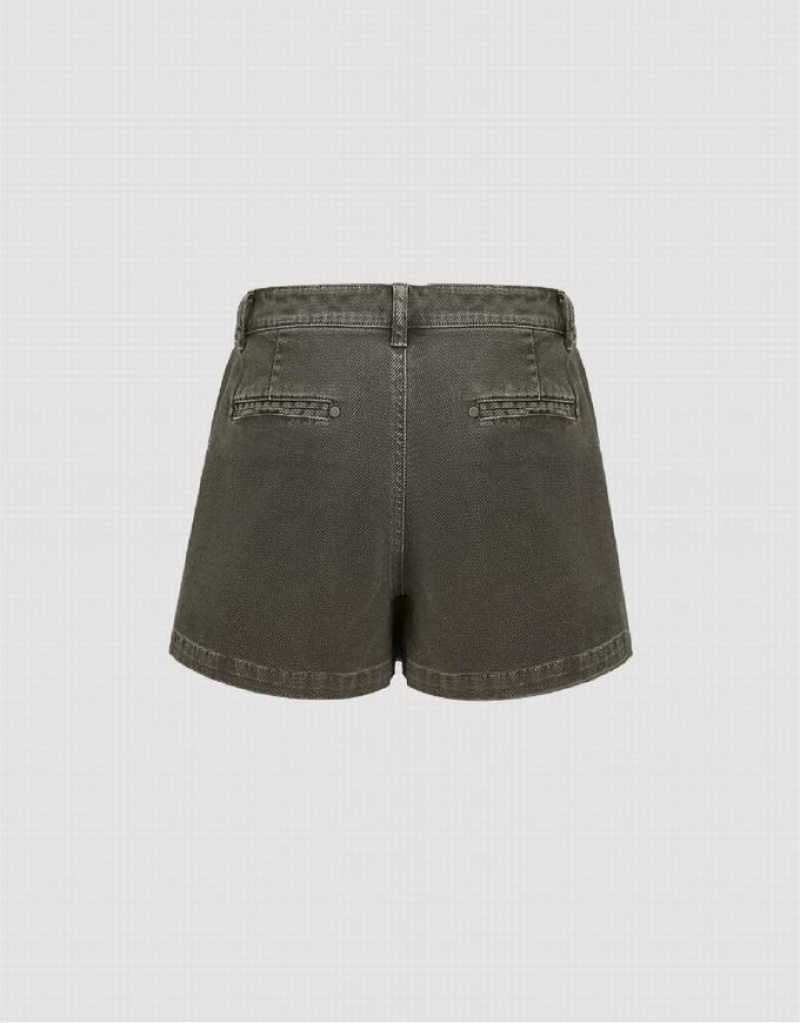 Urban Revivo Loose Women's Denim Shorts Green | NPJKTZU-50