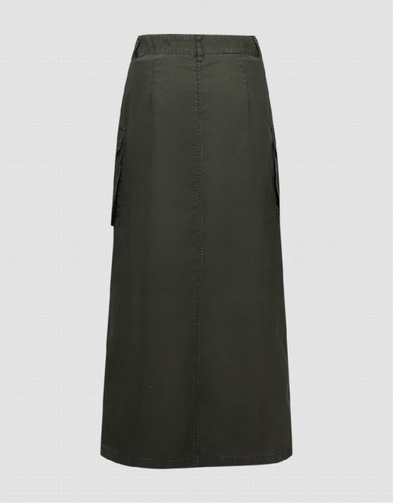 Urban Revivo Maxi A-Line With Belt Women's Skirts Green | KUOXSAW-51