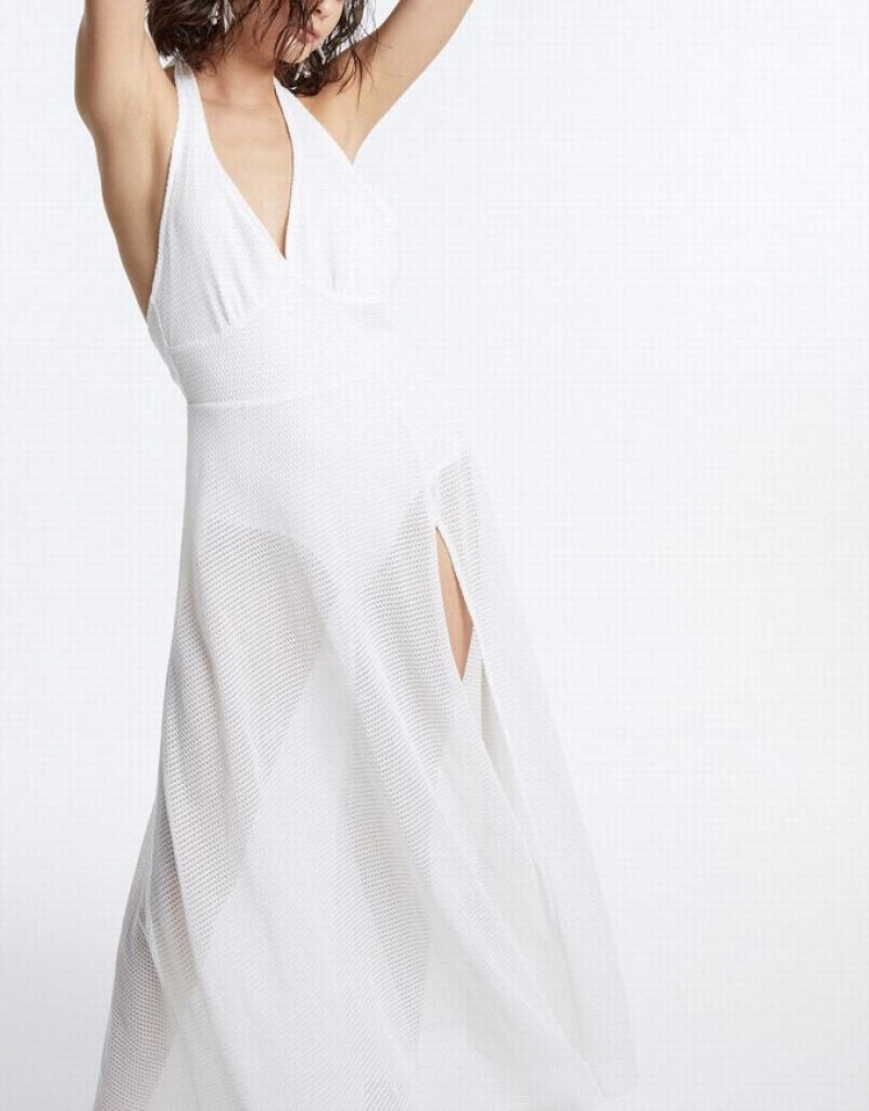 Urban Revivo Maxi Halter Women's Maxi Dress White | TNCUAJR-25