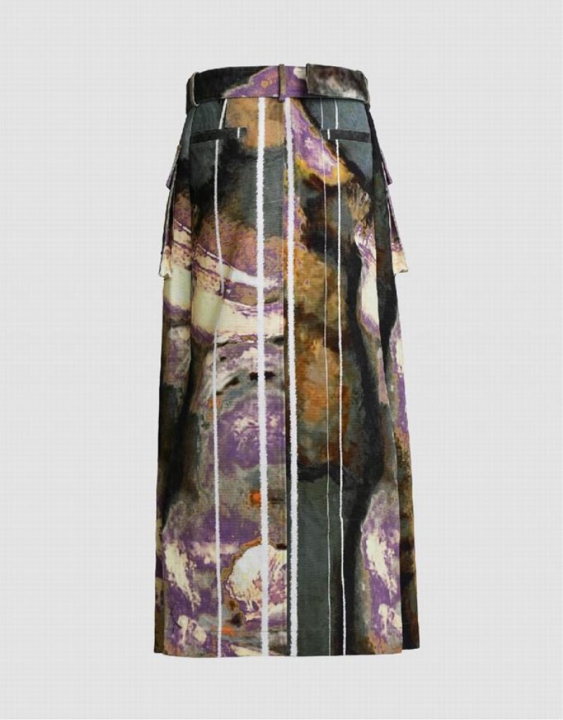 Urban Revivo Maxi Printed Straight Women's Skirts Multicolor | JOIDMYT-05