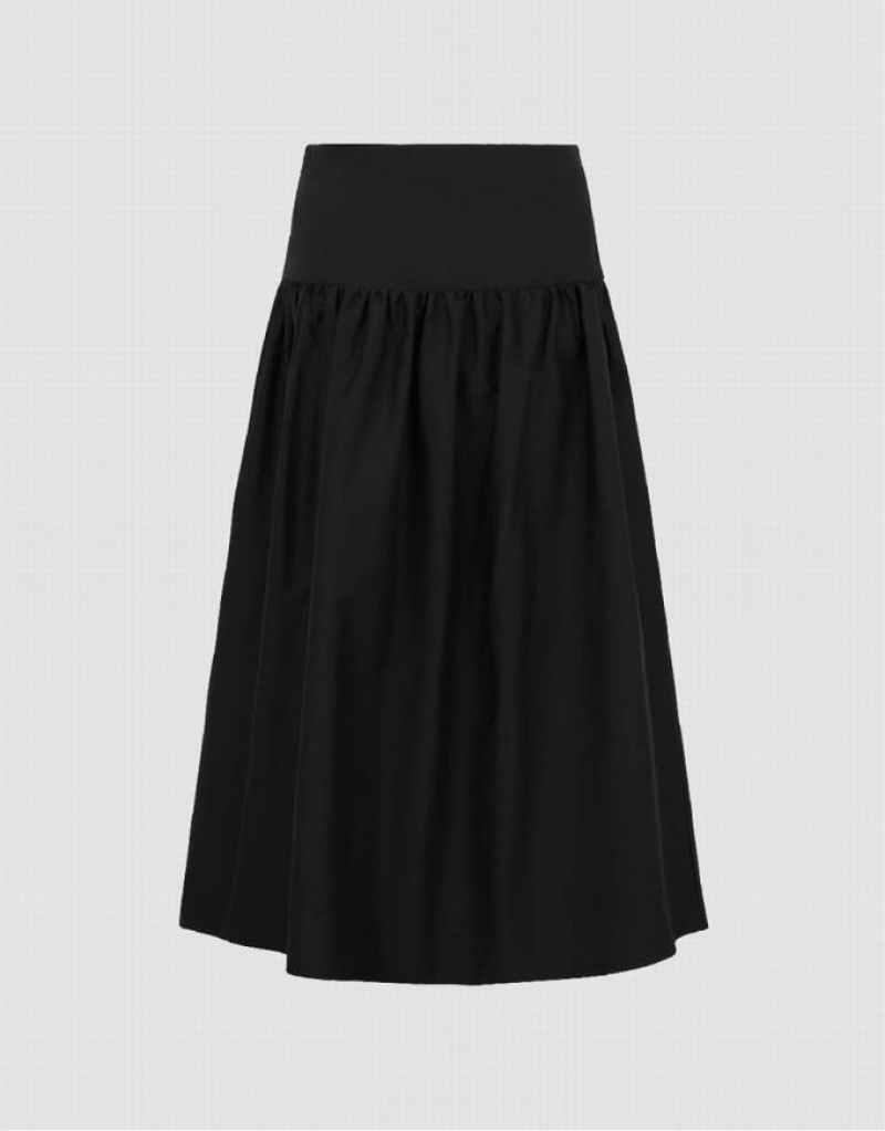 Urban Revivo Midi A-Line Women's Skirts Black | RBXFSUO-90