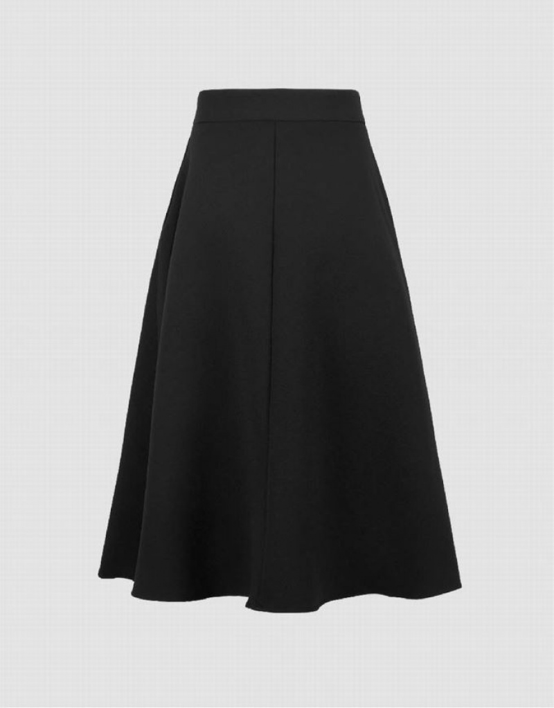 Urban Revivo Midi A-Line Women's Skirts Black | XTQKFYJ-63