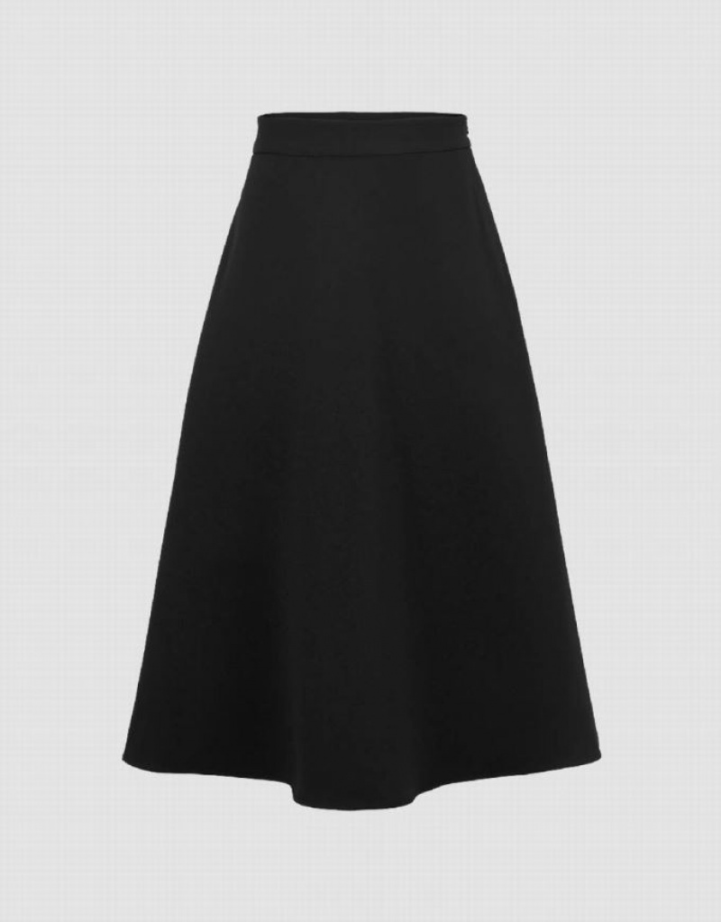 Urban Revivo Midi A-Line Women\'s Skirts Black | XTQKFYJ-63