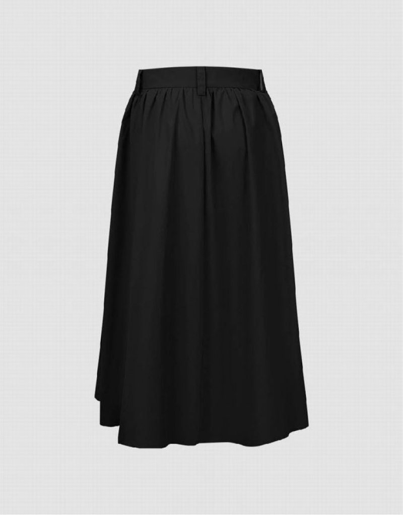 Urban Revivo Midi A-Line Women's Skirts Black | IJHPVEF-47