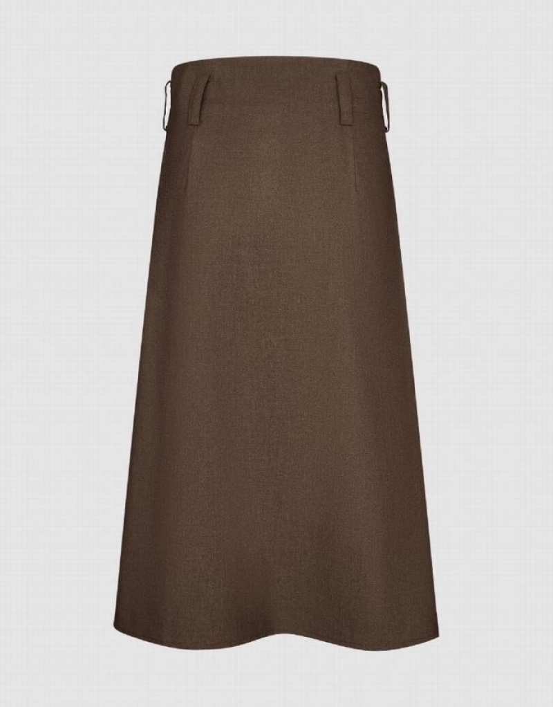 Urban Revivo Midi A-Line Women's Skirts Brown | BAYWGED-76