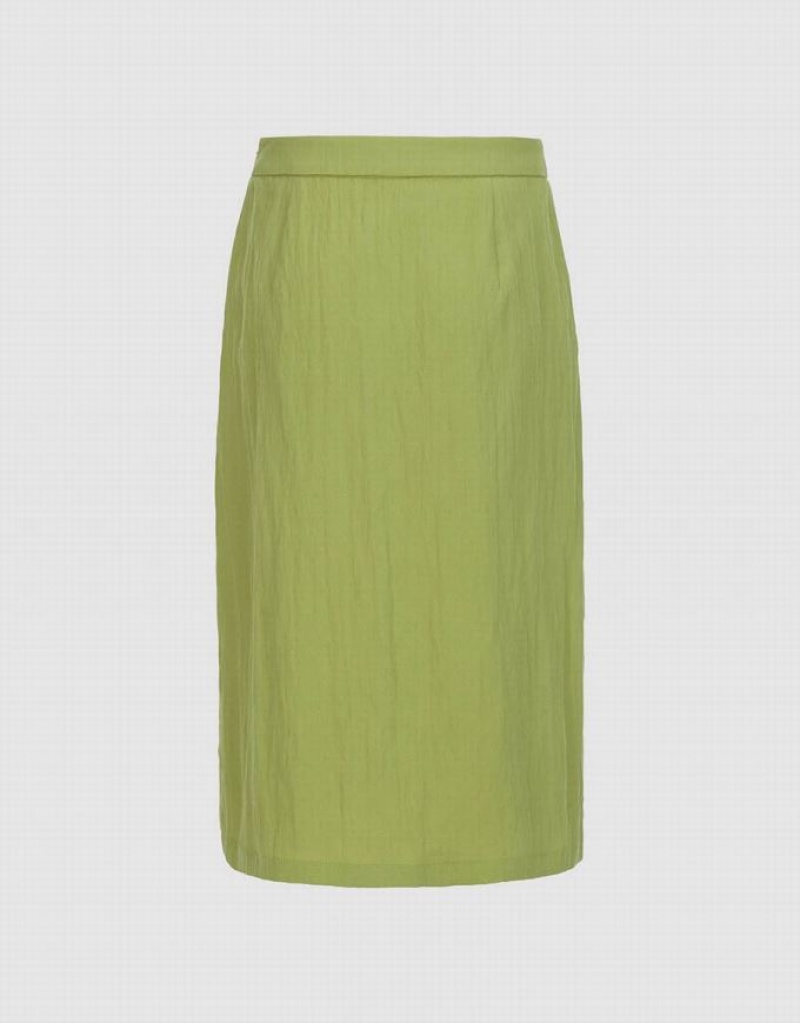 Urban Revivo Midi A-Line Women's Skirts Green | JBKIEFT-89