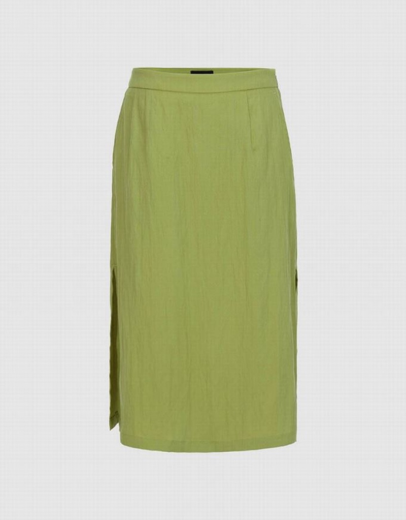 Urban Revivo Midi A-Line Women\'s Skirts Green | JBKIEFT-89