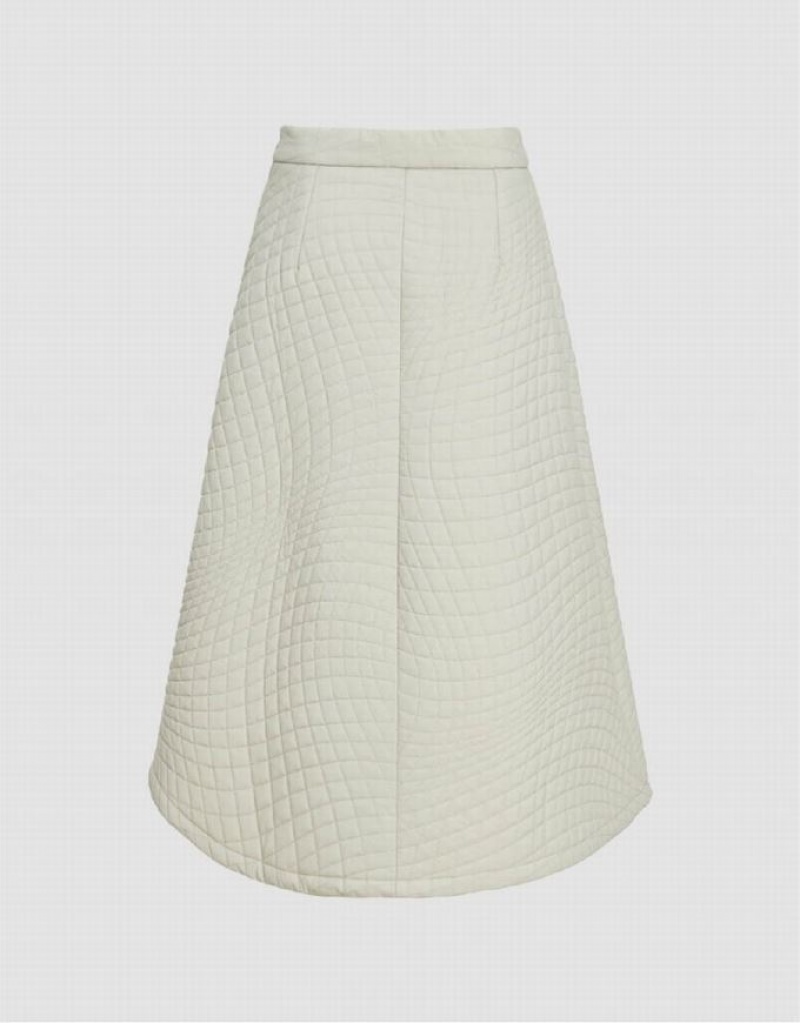 Urban Revivo Midi A-Line Women's Skirts White | NFQXJUH-29