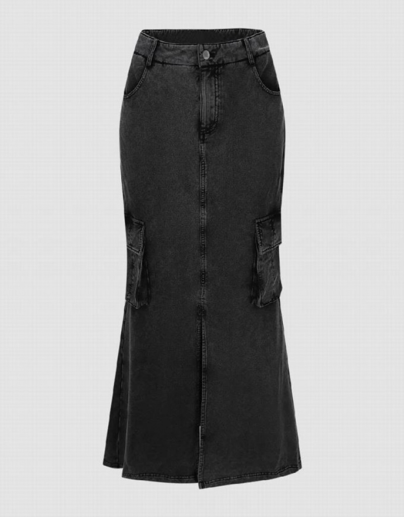 Urban Revivo Midi Fishtail Women\'s Skirts Black | TSZWMNY-08