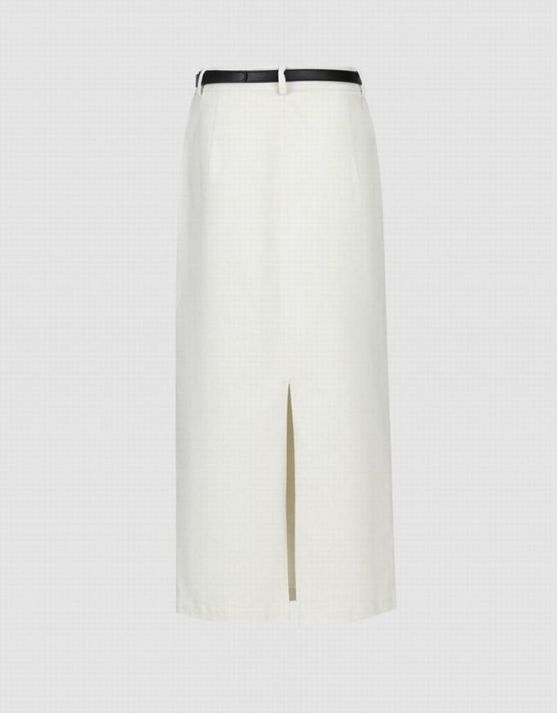 Urban Revivo Midi Straight Women's Skirts White | WUSGXDO-39