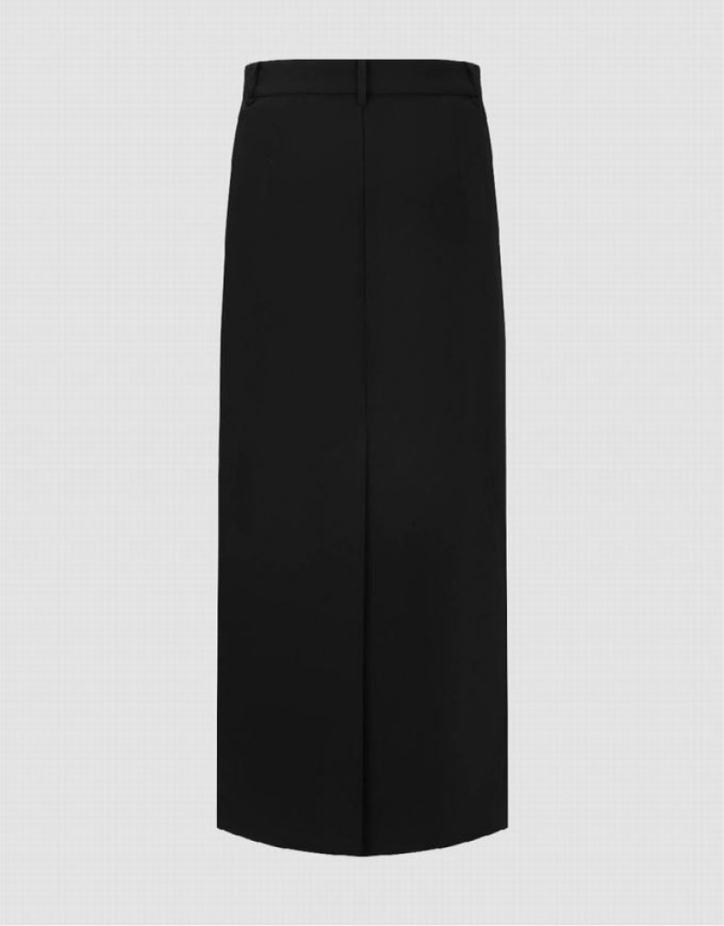 Urban Revivo Midi Straight Women's Skirts Black | ILOUCXD-02