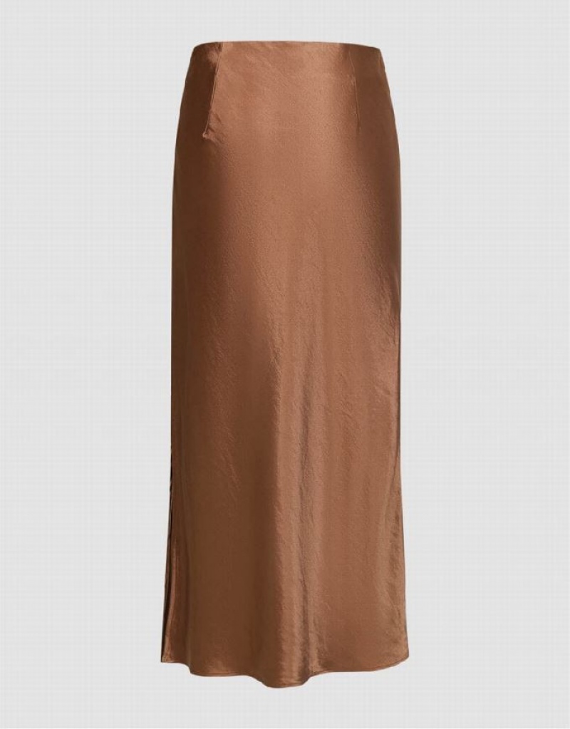 Urban Revivo Midi Straight Women's Skirts Brown | HINVAGX-01