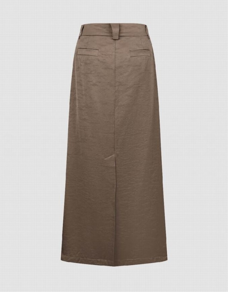 Urban Revivo Midi Straight Women's Skirts Brown | CUDOJMQ-18