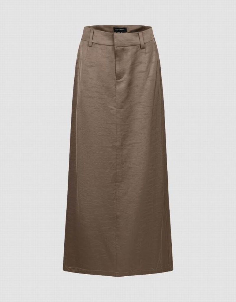 Urban Revivo Midi Straight Women\'s Skirts Brown | CUDOJMQ-18