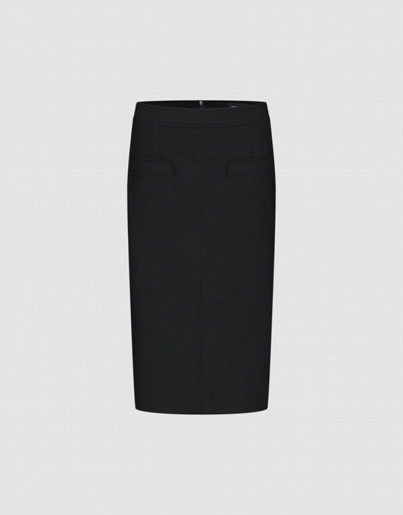 Urban Revivo Midi Straight Women\'s Skirts Black | ULHDWIK-47