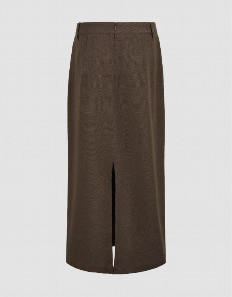 Urban Revivo Midi Straight Women's Skirts Brown | QADINZM-38