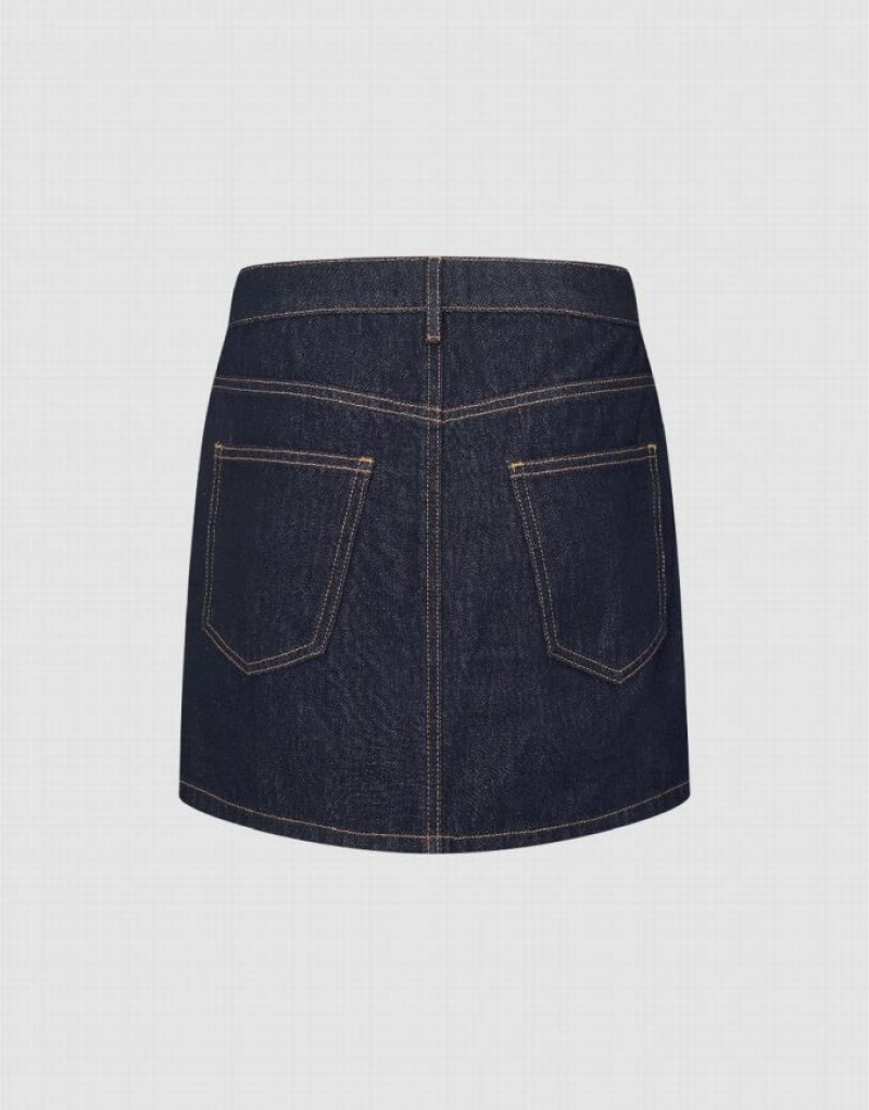 Urban Revivo Mini A-Line Women's Denim Skirt Blue | PFUZDWR-90