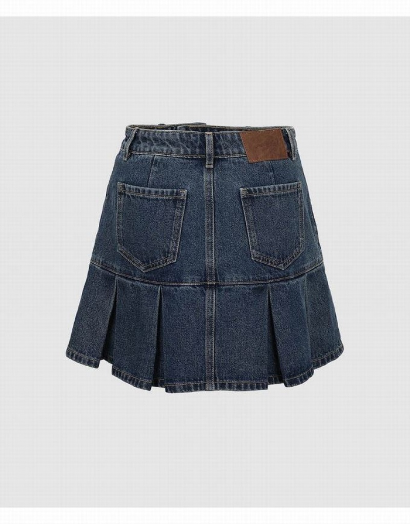 Urban Revivo Mini A-Line Women's Denim Skirt Blue | FABTIGZ-01