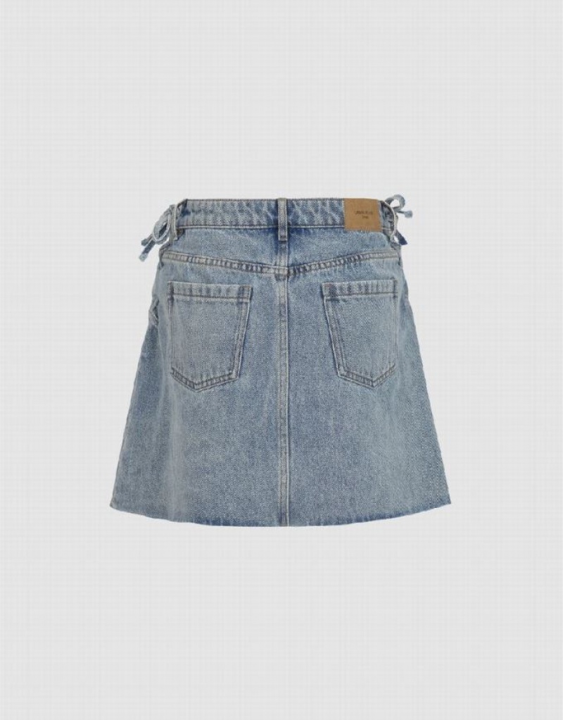 Urban Revivo Mini A-Line Women's Denim Skirt Blue | SNJGWVB-73