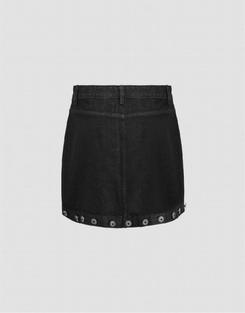 Urban Revivo Mini A-Line Women's Denim Skirt Black | OPEFYJM-40