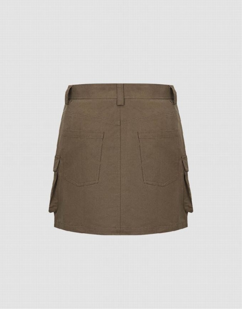 Urban Revivo Mini A-Line Women's Skirts Coffee | CQGAVOZ-25