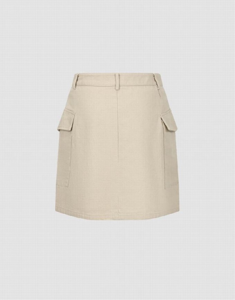 Urban Revivo Mini A-Line Women's Skirts Cream | LZPRVKW-59