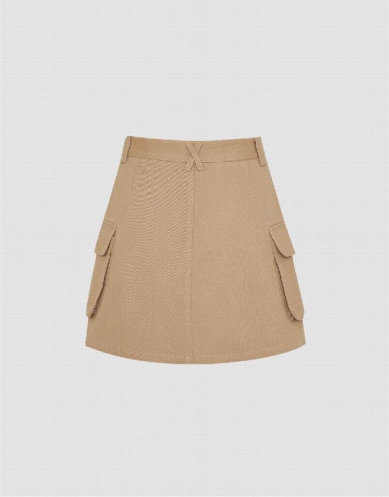 Urban Revivo Mini A-Line Women's Skirts Khaki | QMFVWEC-71