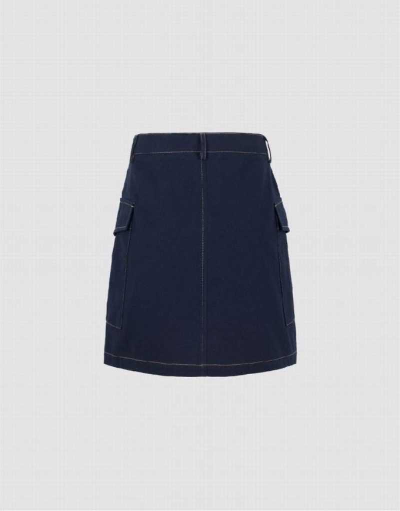 Urban Revivo Mini A-Line Women's Skirts Navy | RSQHUIP-92