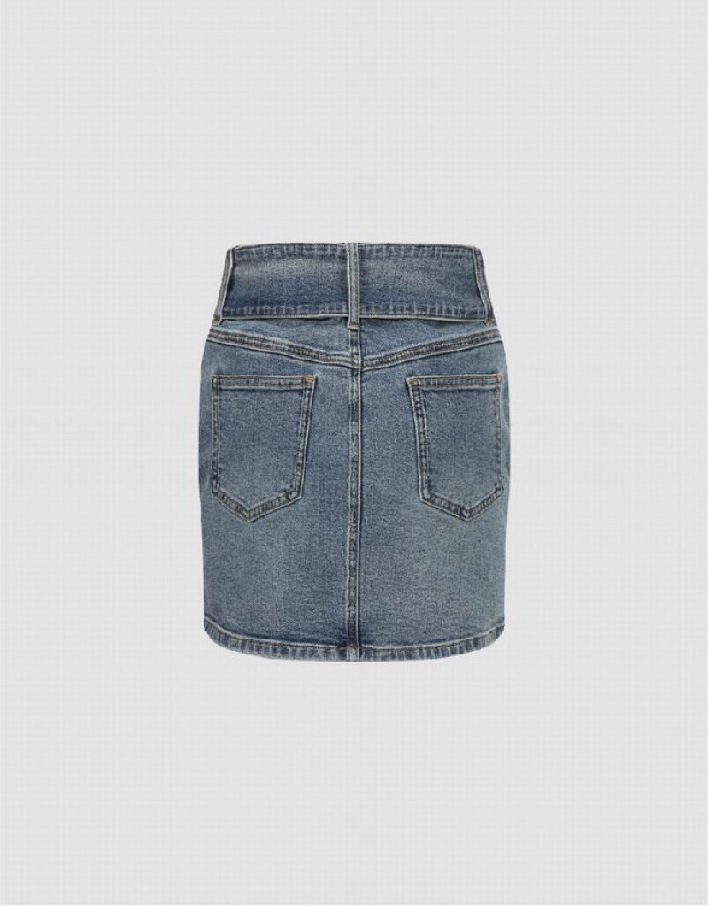 Urban Revivo Mini Skinny Women's Denim Skirt Blue | KITZUYF-96