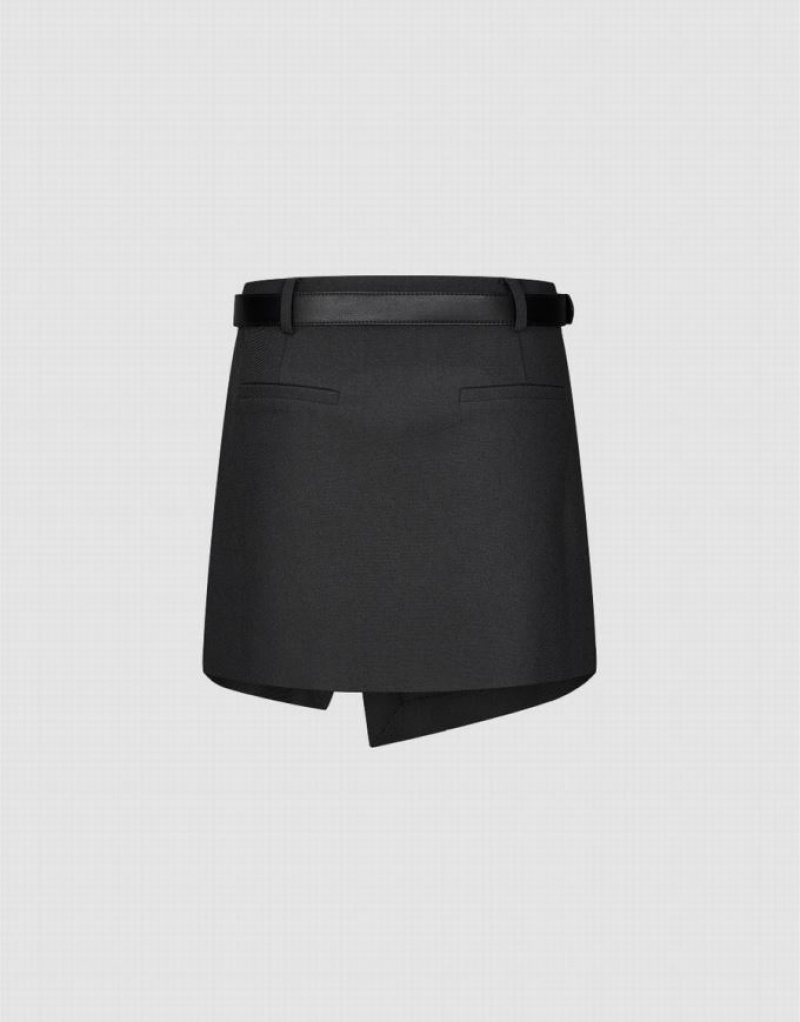 Urban Revivo Mini Straight With Belt Women's Skirts Black | ETCQURK-02