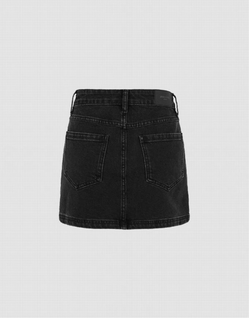 Urban Revivo Mini Straight Women's Denim Skirt Black | FQIEMBS-49