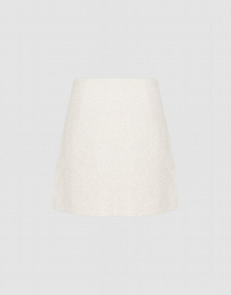 Urban Revivo Mini Tweed A-Line Women's Denim Skirt White | VYURSEH-29