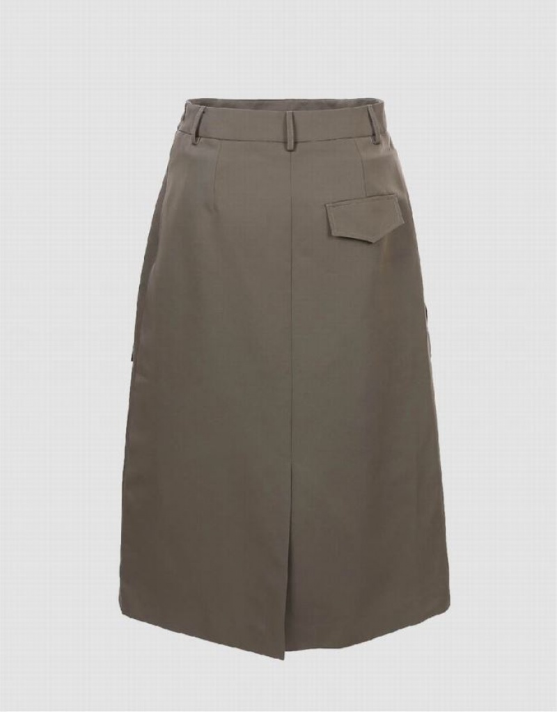 Urban Revivo Multi Utility Pocket Women's Skirts Khaki | HVGIOPK-71