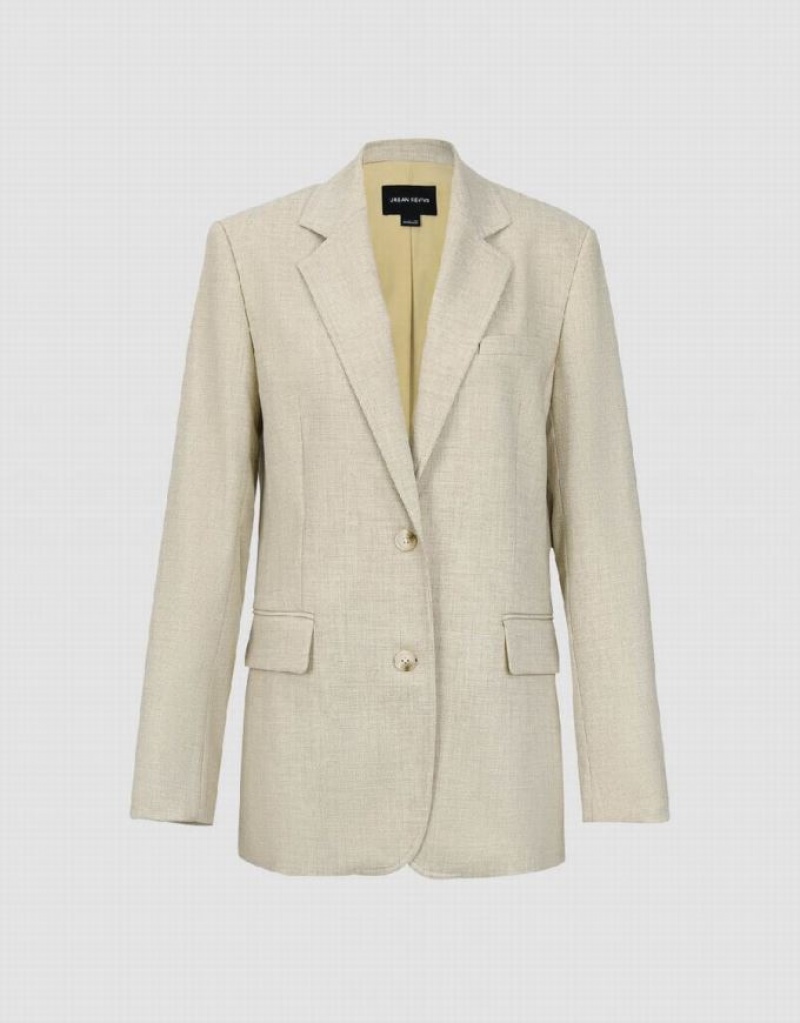 Urban Revivo Notch Lapel Tailored Women's Blazers Yellow | CSPGRJY-71