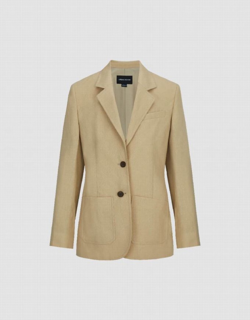 Urban Revivo Notch Lapel Tailored Women's Blazers Khaki | HGNWYDT-75