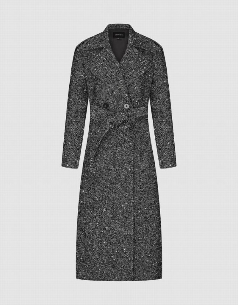 Urban Revivo Notch Lapel With Belt Women's Coats Grey | YXGCEWS-85