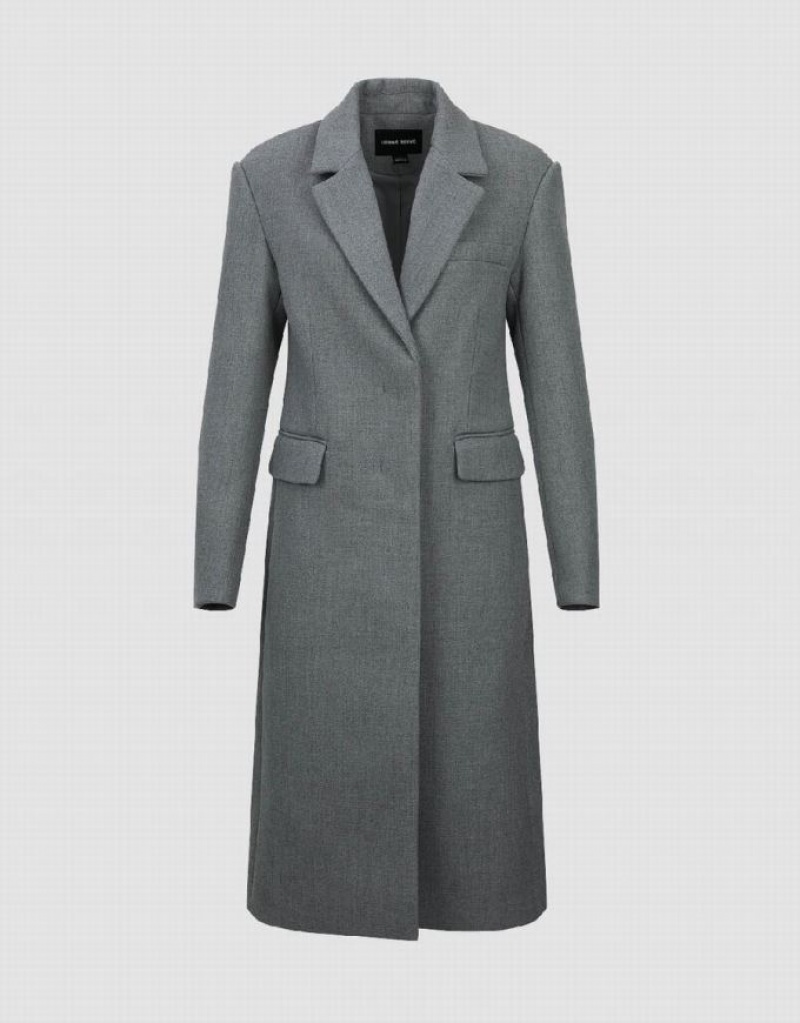 Urban Revivo Notch Lapel Women's Coats Grey | AYCJSGX-54