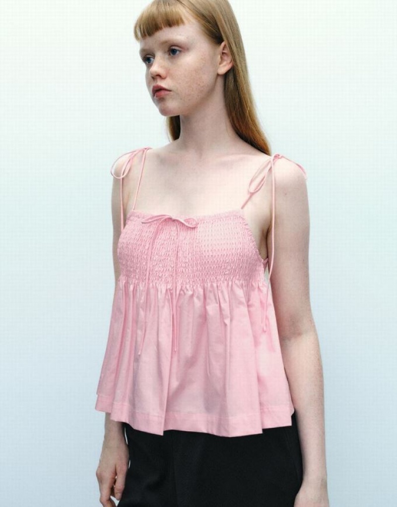 Urban Revivo Off-Shoulder Cami Top Women's Blouse Pink | YBIFSCQ-30