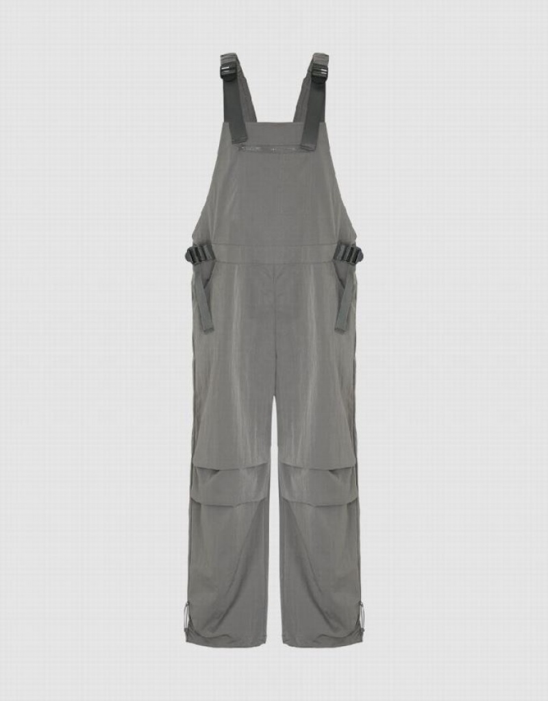 Urban Revivo Overall With Front Zipper Pocket Women\'s Pants Light Grey | KQOBWCU-71